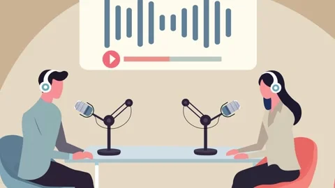 Engaging Podcast Conversation Between Two Hosts Flat design animation. 2 in.. Stock Footage 304777525