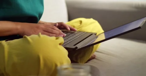 Engaging in productive work home office digital activity cozy environment 库存影片 336357247