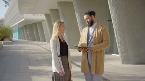 Engaging in a Professional and Constructive Conversation Between Two Business Video stock 306309671