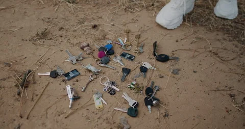 Engaging in the quest of collecting lost keys amidst the beauty of the Video stock 318222533