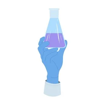 Engaging Science Experiment with a Test Tube Held in Hand for Detailed Stock Illustration