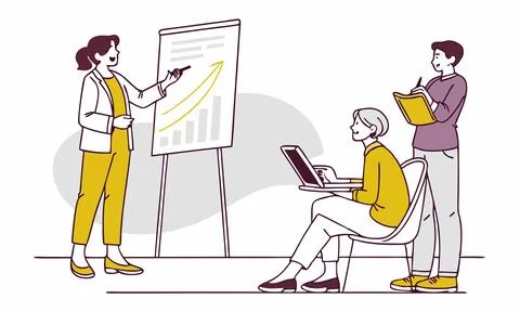Engaging Team Meeting with Data Analysis Stock Illustration