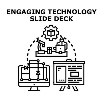 Engaging technology slide deck presenting research development Stock Illustration