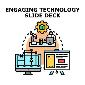 Engaging technology slide deck presenting research development Stock Illustration