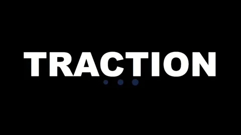 Engaging "Traction" white text animation with blue loading dots on black ba.. 库存影片 330280256