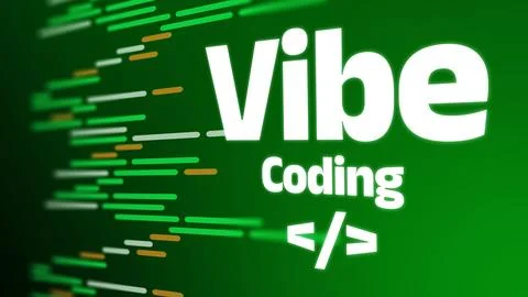 Engaging in vibe coding with vibrant green background and dynamic lines of code Stock Photos