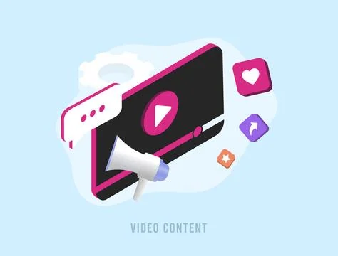 Engaging Video Content concept. Digital Video Advertising and Media Marketing Illustrazione stock
