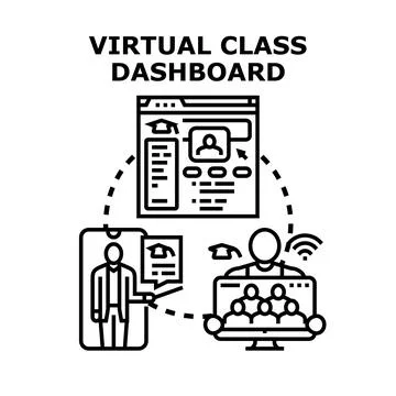 Engaging virtual class students on dashboard Illustrazione stock