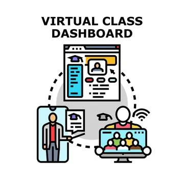 Engaging virtual class students on dashboard Stock Illustration