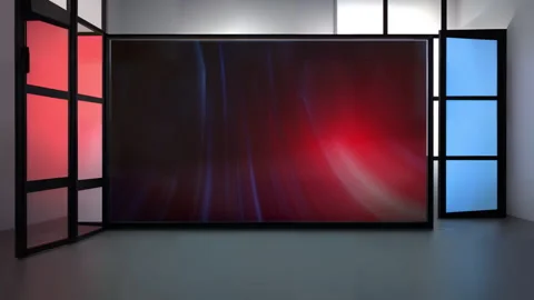 Engaging Virtual News Studio Green Screen Loop for Interactive News Reporting Stock Footage 243505178