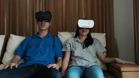Engaging VR Experience with Friends Stock Footage 314636714