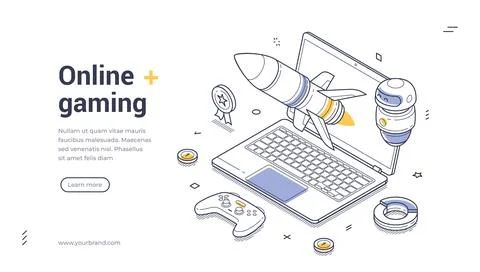 Engaging web banner template for online gaming with dynamic illustrations a.. Stock Illustration