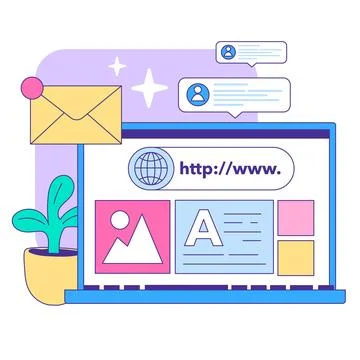 Engaging web browsing scene. Flat vector illustration. Stock Illustration