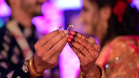 Engagment ring ceremony with couple Stock Footage 162622269