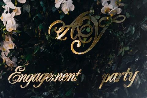 Engegment party plate with initials A and Y Stock Photos