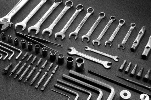 Engeneering hand tools studio isolated Stock Photos