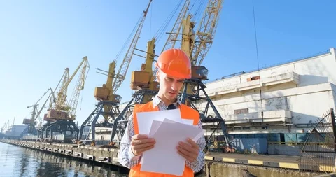 Engenire in helmet at the work Stock Footage 115780823
