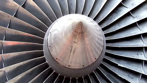Engine for An-124 Ruslan aircraft. Workshop for repair of tengine D-18T. Stock Footage 132340924