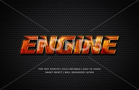 Engine 3d text style effect mockup - PSD Template PSDテンプレート