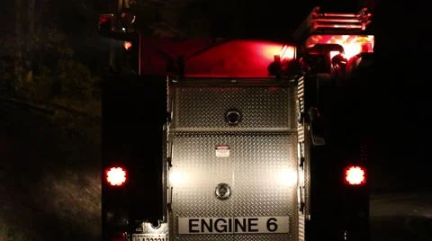 Engine 6 Seen on Back of Firetruck Stock Footage 43493507