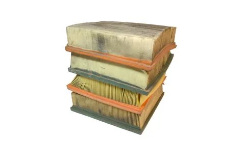 Engine air filters neat stack, rectangular, with soft seal on rubber edge. .. Stock Photos