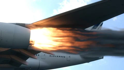 The engine of the aircraft caught fire and burns with the release of black smoke Stock Footage 111862512