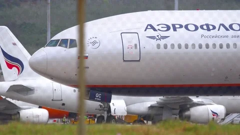 Engine of airliner Stock Footage 76567617