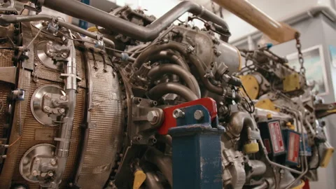 Engine of an airplane being constructed and built in factory Video stock 231218999