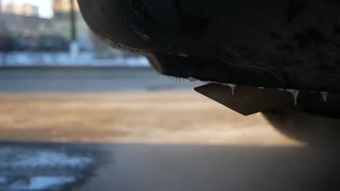 Engine and Exhaust Pipe Operation. The exhaust gases of the machine Stock Footage 144555482