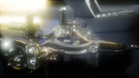 Engine and other parts visible in car Stock Footage 100612530