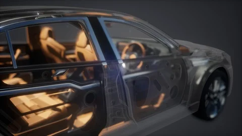 Engine and other parts visible in car Stock Footage 100613083