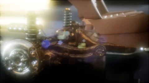 Engine and other parts visible in car Stock Footage 102291165