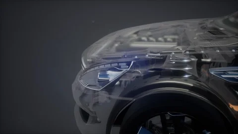 Engine and other parts visible in car Stock Footage 102291688