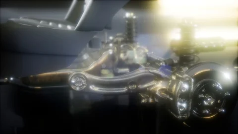 Engine and other parts visible in car Stock Footage 104542126