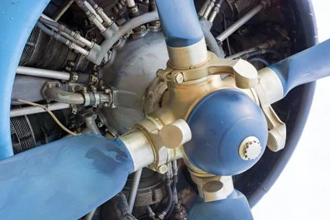 The engine and propeller aircraft. Stock Photos