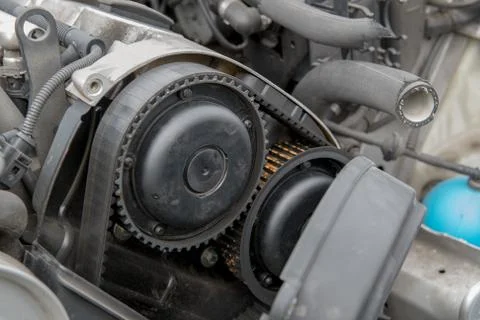 Engine and timing belt Stockfoto's