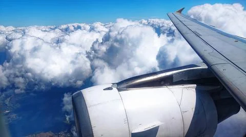 Engine and winf in flight Stock Photos