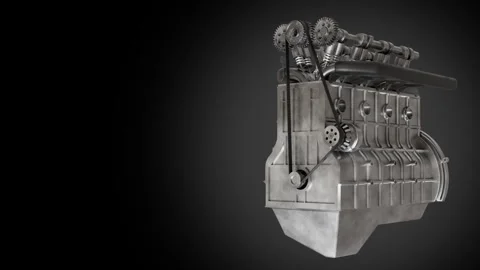 Engine assembly showcasing intricate metal components and mechanical design Stock Footage 321956440