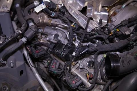 Engine bay of a car Stock Photos