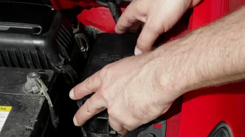 Engine bay - checking the fuses in the car 動画素材 36815923