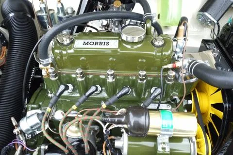 Engine bay of an old Morris Mini 写真素材