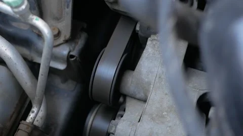 Engine belt operation. Mechanical engine operation Stock Footage 144554931