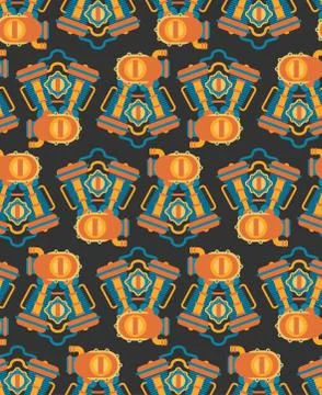 Engine bike pattern seamless. Motor motorcycle background. Vector illustratio Illustrazione stock