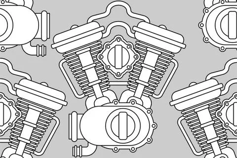 Engine bike pattern seamless. Motor motorcycle background. Vector illustratio Stock Illustration