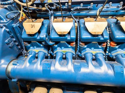 Engine block of biogas cogeneration unit. Waste biogas combustion 写真素材