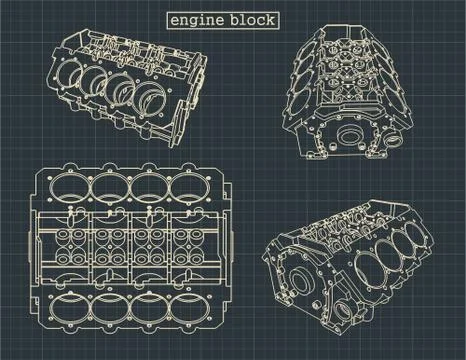 Engine block drawings Illustrazione stock