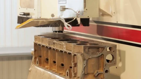 Engine block repair process. internal combustion engine block. turning of the Stock Footage 78184064