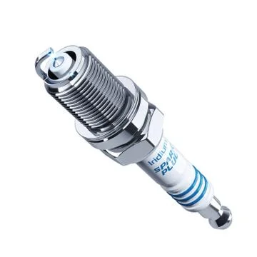Engine blue spark plug. Object closeup 3d Stock Illustration