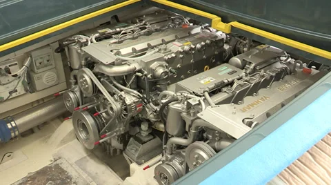 Engine of a boat Stock Footage 32043154