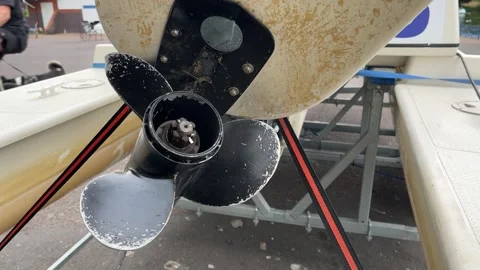 Engine of a boat Stock Footage 313428126